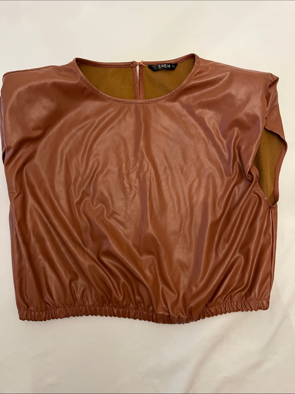 SHEIN Chestnut Brown Vegan Leather Crop Top